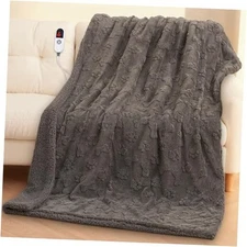  Heated Throw Blanket 50"x72" for Dog Lovers, Heated Blanket with Paw & Bone 