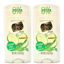 Power Stick For Her Cucumber Mint Aluminum-Free Deodorant, 2.5oz. Pack of 2 