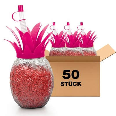 Mehrwegbecher 0,5 L | Ananas-Yardcup | Slush-Partybecher | BPA-frei | 50stk pink
