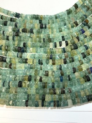 Ancient Roman Glass Heishi  Beads apx 2mm x 6mm,  15'' strand