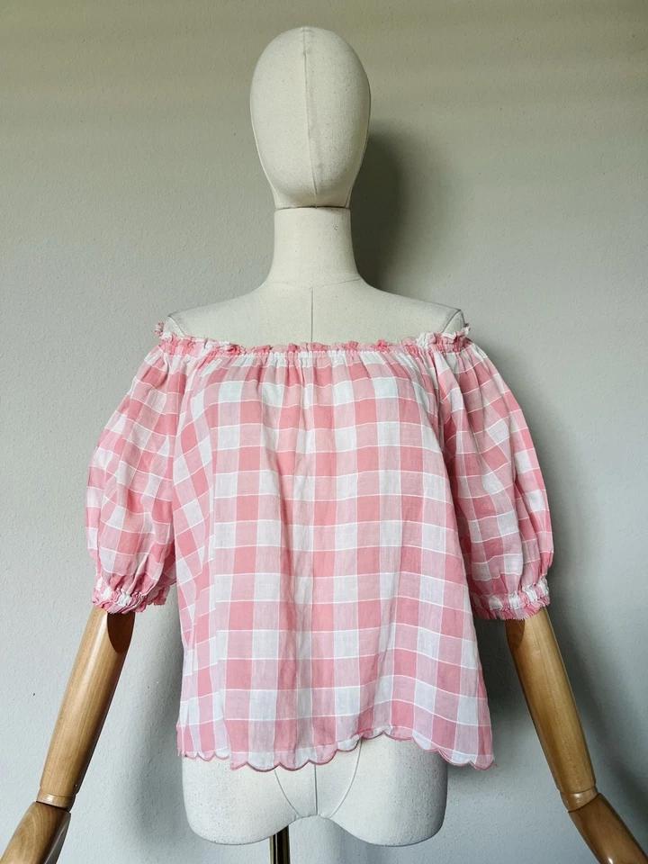 The Great - The Garland Top in Pink with Cream Gingham Size 1 US Small - Image 4 of 4