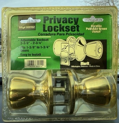 Doorknobs (lot of 2) Merit Privacy Lockset Interior Durable Polished Brass NEW