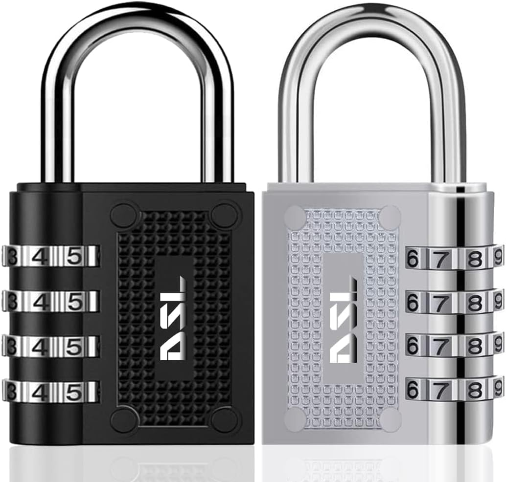 Combination Padlocks, DSL Pack of 2 Padlock with Code (4 Digits) for Gym, School