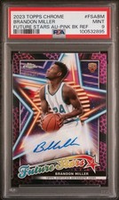 2023-24 Topps Chrome Brandon Miller Future Stars Auto RC Pink BK REF 06/55 PSA 9