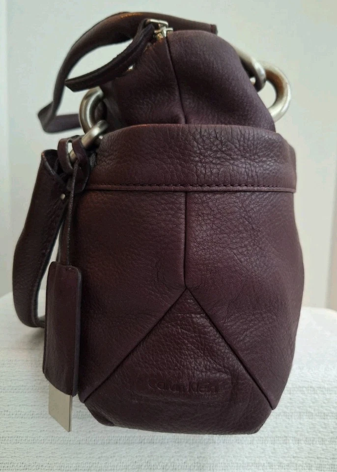 Vintage Calvin Klein Leather Shoulder Bag Dark Burgundy/Silver Hardwear/Hang Tag - Image 4 of 4