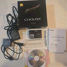 Nikon COOLPIX S50 Brown 7.2MP 3x Zoom Compact Digital Camera Set w/ Box Charger