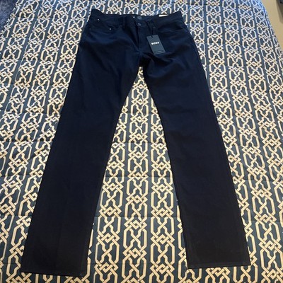 Boss Pants Mens 32x32 Navy Delaware Tech Trouser Slim Fit Performance Stretch