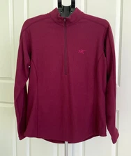 Arcteryx Delta LT Fleece Waffle Knit Pullover Womens Sz XL maroon pink 1/4 Zip