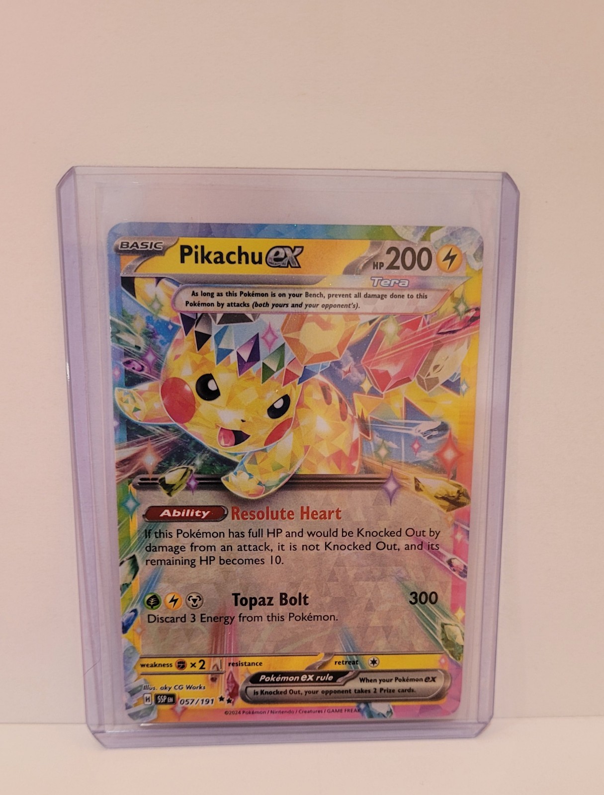 Pokémon TCG Surging Sparks Pikachu ex Tera 057/191 Holo Rare Card NM
