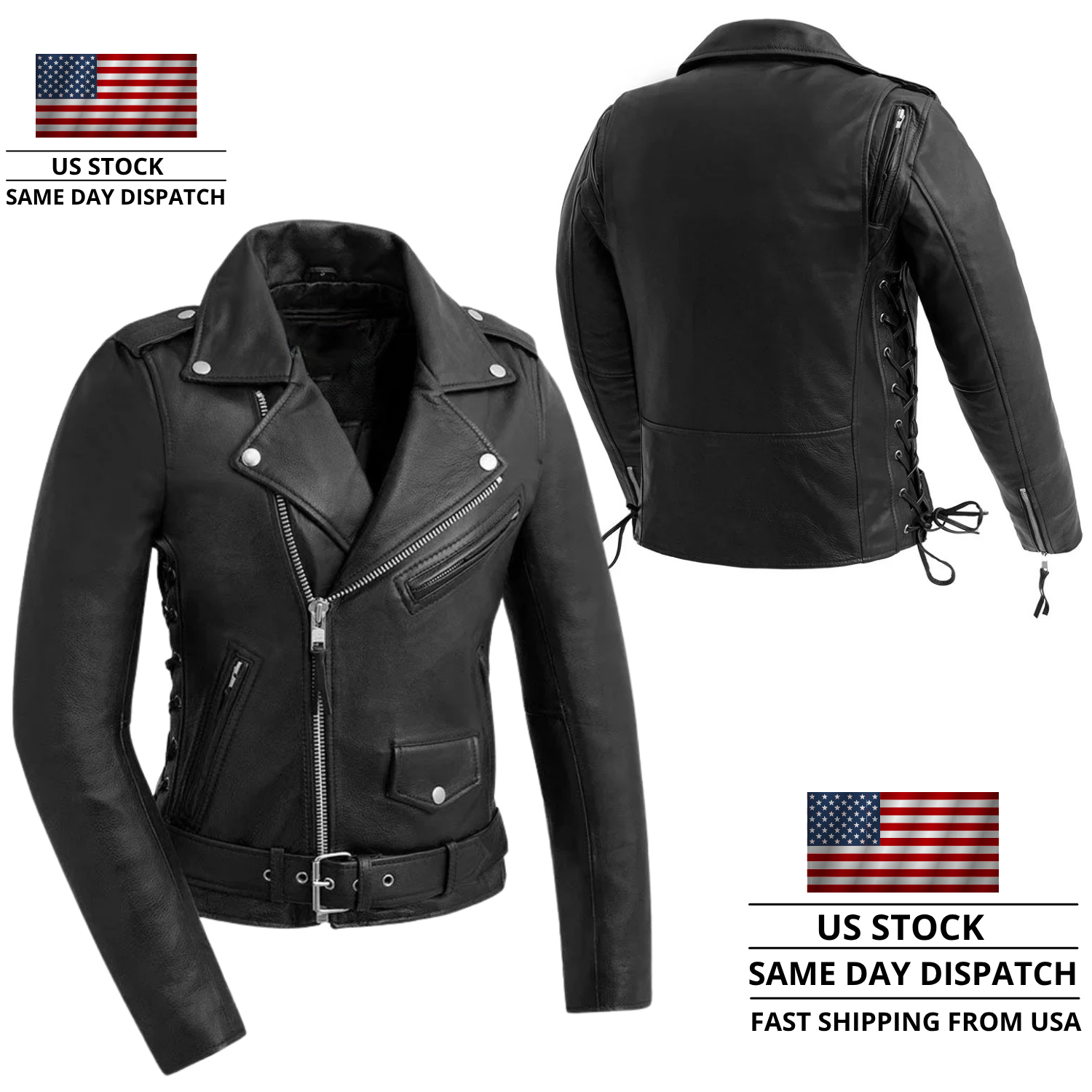 Women’s Genuine Leather Motorcycle Jacket – Crimson Rider Biker Style Jacket
