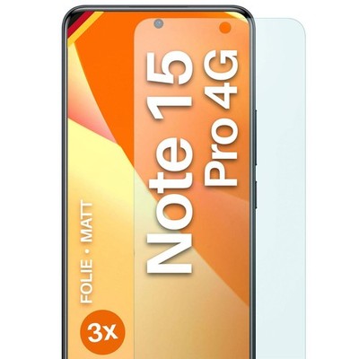 3x Schutzfolie Matt für Xiaomi Redmi Note 15 Pro 4G Displayschutz 4H Anti Reflex