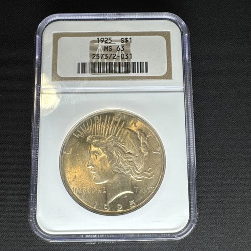 1925 P Peace Dollar 1$ Early NGC MS63 Exceptional Eye Appeal Golden Toned