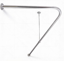 5' U-Shaped Shower Curtain Rod 90-Degree Aluminum Shower Rod Walk-In  Corner