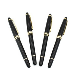 Lotto di 4 penne a sfera Montblanc Meisterstück in resina nera rivestite oro #X1074 1