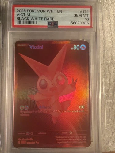 Pokemon 2025 Victini 172/086 Black White Rare White Flare GEM MINT PSA 10