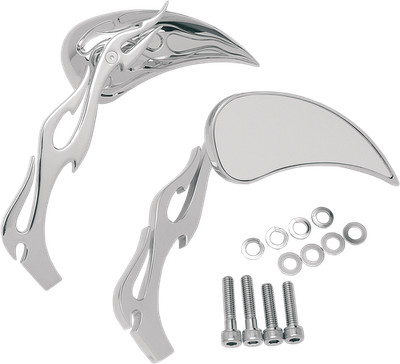 Drag Specialties Flame Teardrop Chrome Mirror Pair 76446B4