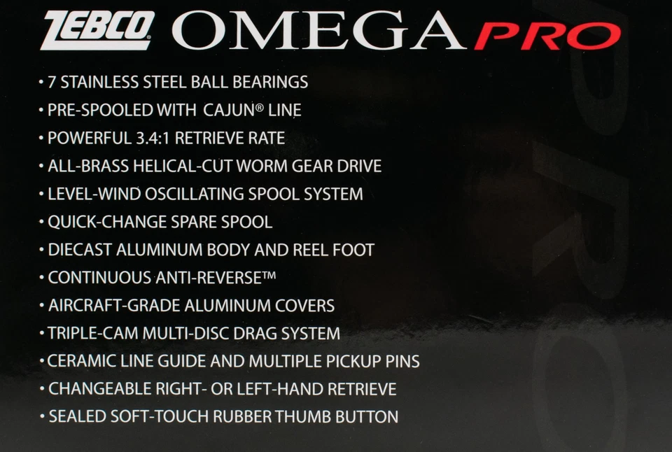 ZEBCO OMEGA PRO 3 Z03PRO 3.4:1 W/10LB LINE 7 BEARING SPINCAST REEL - Image 4 of 4