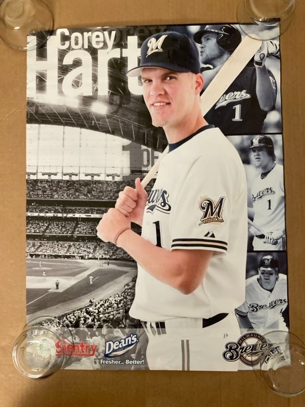 COREY HART MILWAUKEE BREWERS Sentry/Dean's Promo POSTER S/S 24x18" 