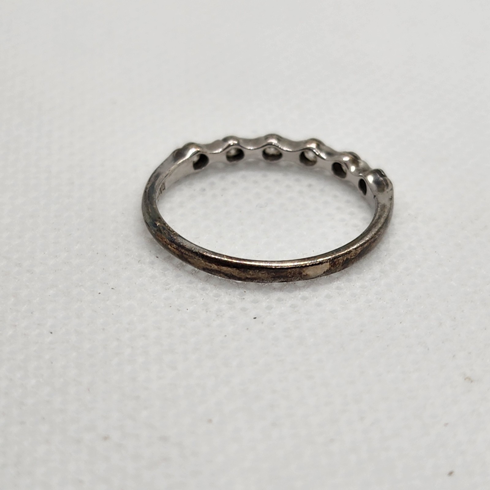 Sterling Silver Leaf CZ Band Stackable Ring Daint… - image 4