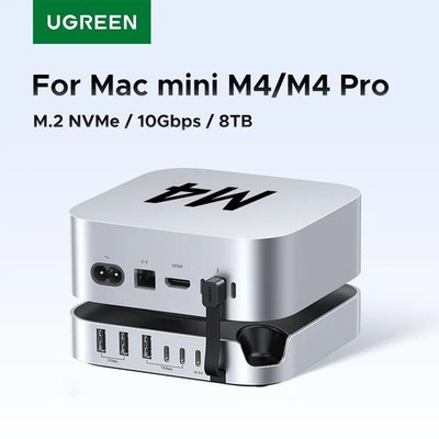 UGREEN Mac mini M4 Pro Docking Station 11-in-1 M.2 NVMe 8TB 10Gbps USB C SD TF