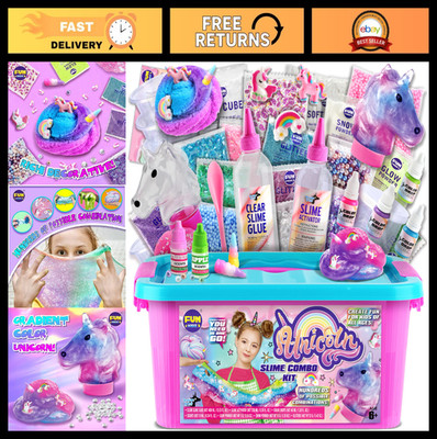 Fluffy Unicorn Slime Kit for Kids - Cloud Slime Making Craft Gift for Ages 6+