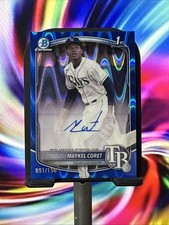 2025 Bowman Chrome Maykel Coret Auto Blue Wave Refractor /150 1st Prospect Rays