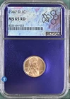 US 1947-D Lincoln Penny Wheat Cent 1C Red NGC MS65RD Special Purple Core