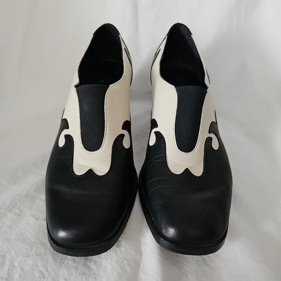 De colección Siamanto Raro Recortado Cuero Blanco y Negro Bailando? Zapatos Talla 7 Foto 3 de 4