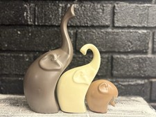 Animal Elephants Multicolor Modern Resin Medium Smooth Decor Set Of 3