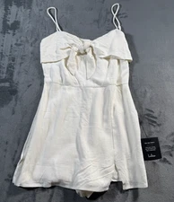 Lulu's Womens Size SMALL White Get To Bow Me Skater Mini Dress Bride Sleeveless