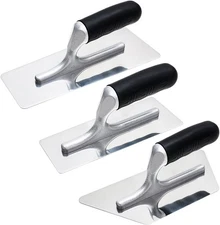 Venetian Plaster Finishing Trowel Set 3 PC Polished Stainless Steel with Rubb