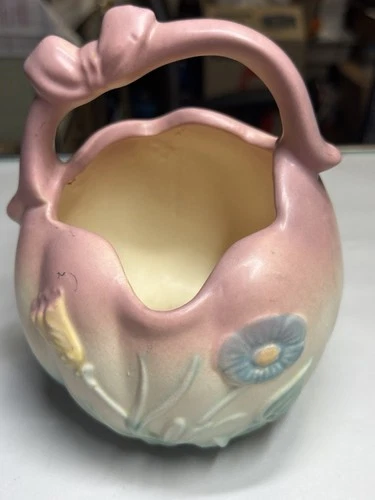 Vintage Original Hull Pink White Blue Bow-Knot B.25-6 1/2" Basket USA 40s
