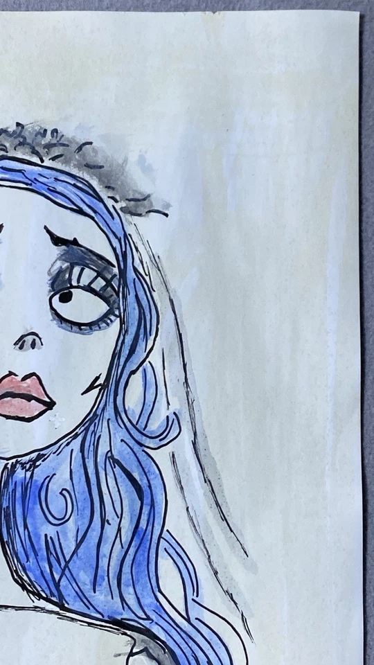 Tim Burton Drawing on paper (Handmade) signed and stamped mixed media. - Image 3 of 4