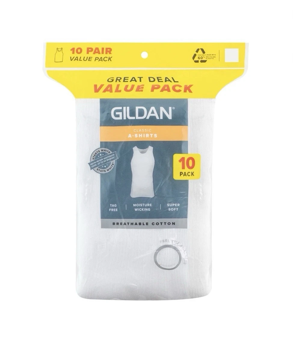 10-Pack GILDAN Men’s Size 2XL Classic A-Shirts Tank Sleeveless Tee • White