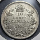 1920 Canada King George V Silver 10 Cents Coin