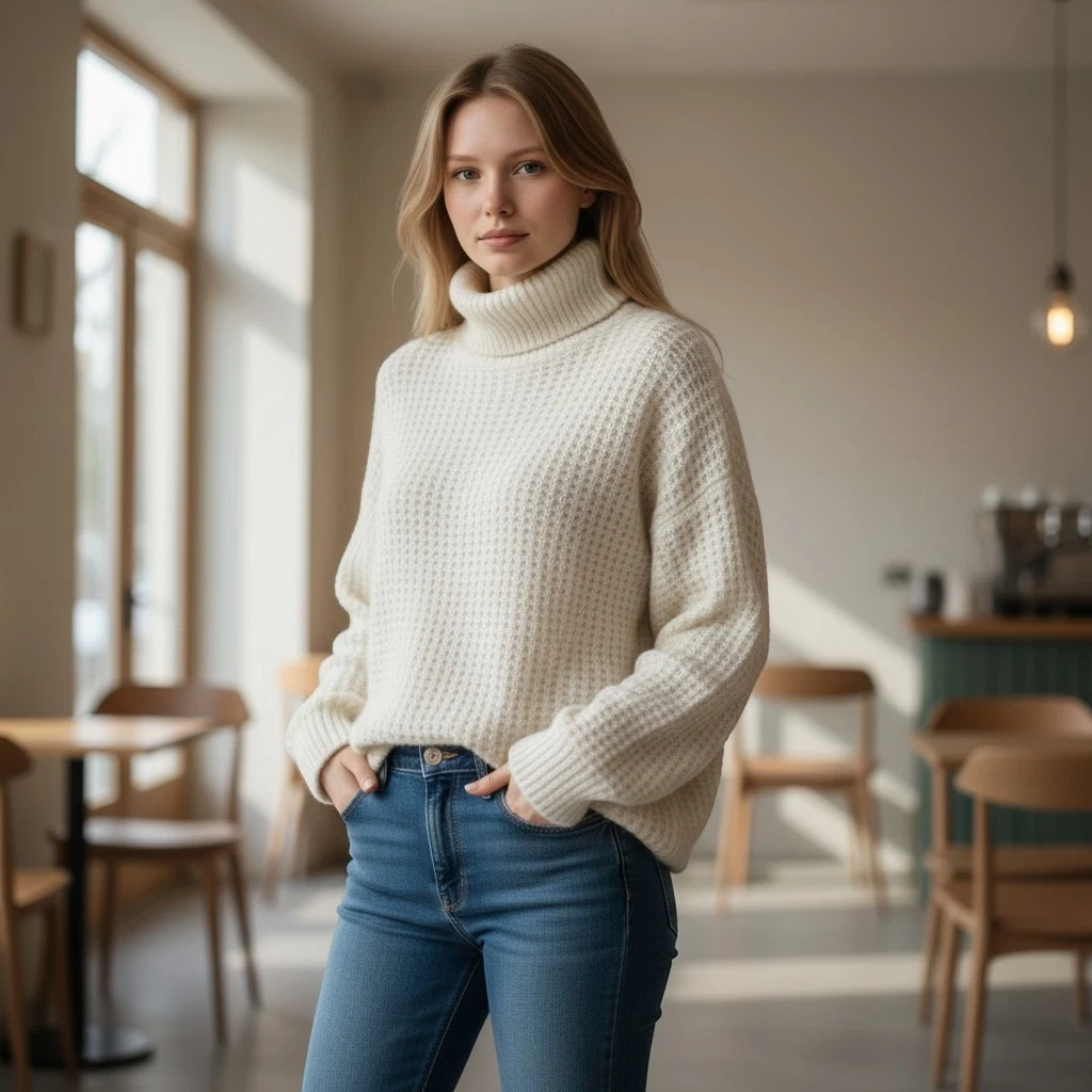 Zara Womens Alpaca Blend Sweater L White Turtleneck NYC Ballet Colab Chic