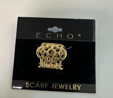 Gold Tone Echo Scarf Jewelry Ring, 1 inch