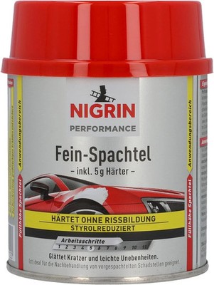 Nigrin 2K Fein-Spachtel mit Härter 250g Glättspachtel Spachtel-Masse Füller Auto