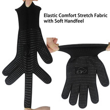 2 Pcs Heat Resistant Gloves with Silicone Bumps, Black Silicone Anti Slip Heat