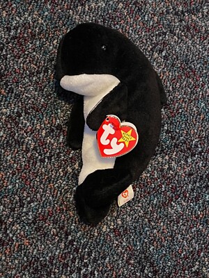 TY BEANIE BABY WAVES THE WHALE ''ECHO'' (ERROR TAG) & PVC PELLETS RETIRED