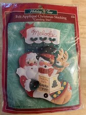 Holiday Time Christmas Stocking Kit Caroling Trio Felt Applique Santa Sequins