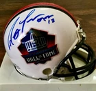 RAY LEWIS / NFL HALL OF FAME / AUTOGRAPHED HALL OF FAME LOGO MINI HELMET / COA