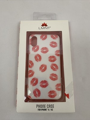 LMNT iPhone X / XS Lips Kiss Smooch Print Phone Case Cover Red & White NIB