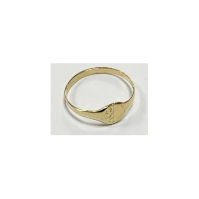 9 Karat Gold Baby/Kinder gemusterter leichter ovaler Siegelring