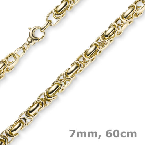 Chaîne royale 7 mm en or 585 or jaune chaîne collier 60 cm rond arrondi - Photo 1/2