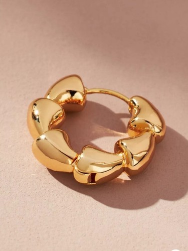 Anthropologie Crinkled Gold-Plated Hoop Earrings, RRP £38 - Picture 2 of 10