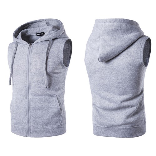 Mens Hooded Sleeveless Workout Gym Fitness Bodybuilding Tank Tops Zip-up Vest - Picture 10 of 33