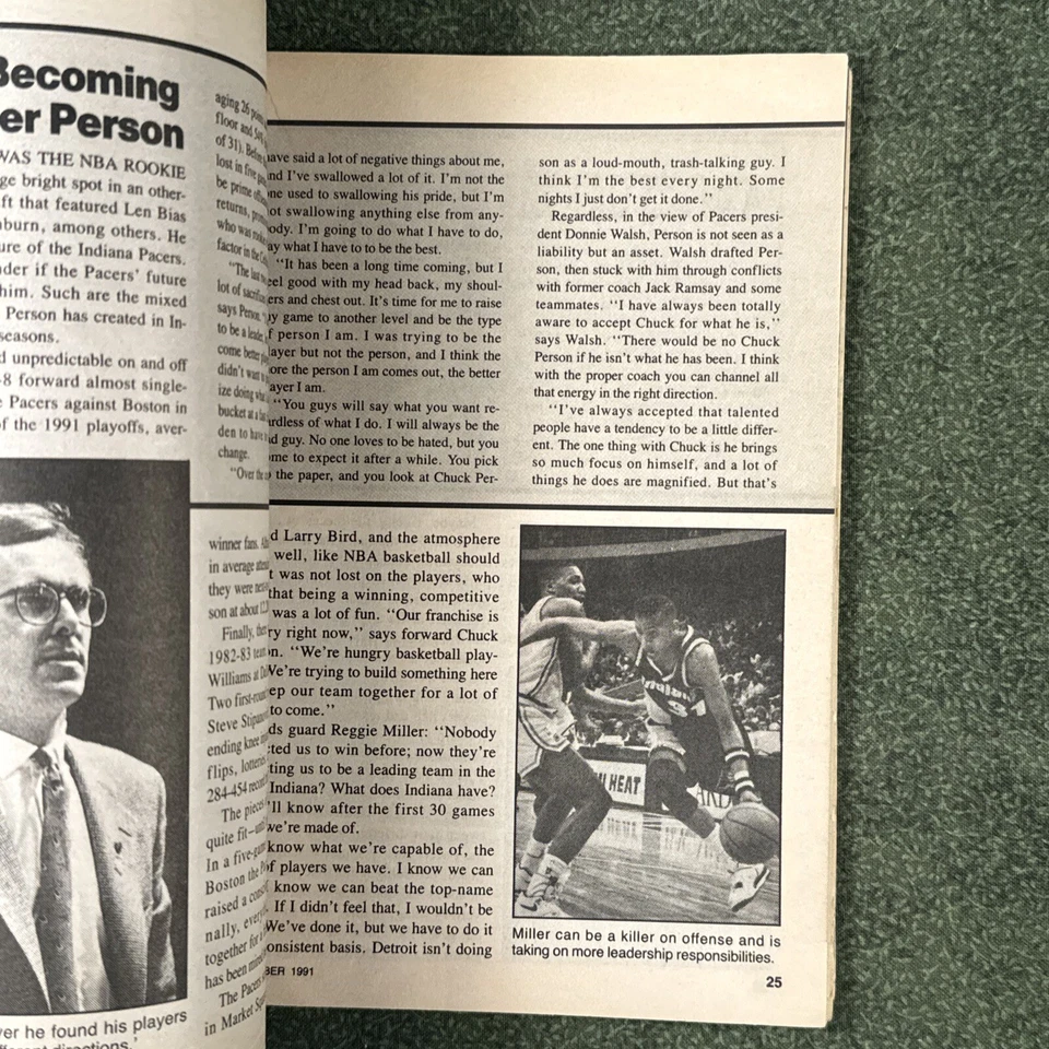 Revista de resumen de baloncesto de diciembre de 1991, Reggie Miller, Indiana Pacers NBA Foto 3 de 4