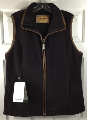 Schoffel Lyndon Fleece Gilet Vest Women s XL (16) Brown Full Zip Polyester New!