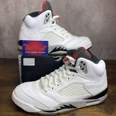 Air Jordan 5 Retro White Cement Size 9.5 136027-104 Men s Sneakers OG Rare MJ